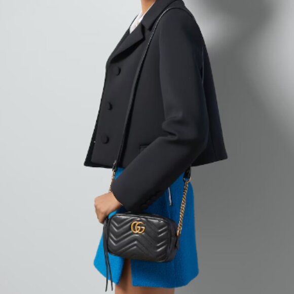 Authentic Gucci Black Mini GG Marmont Camera Bag EUC - Picture 4 of 15